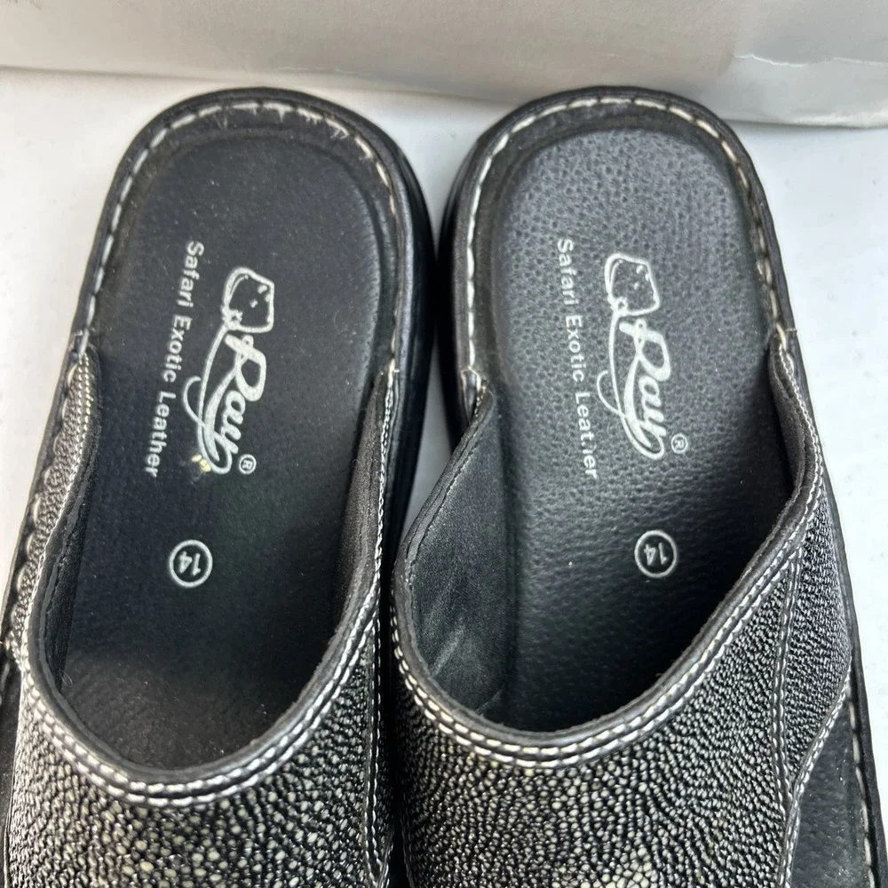 Ray Safari Exotic Leather Sandals Stingray‎ Black Mens Size 14